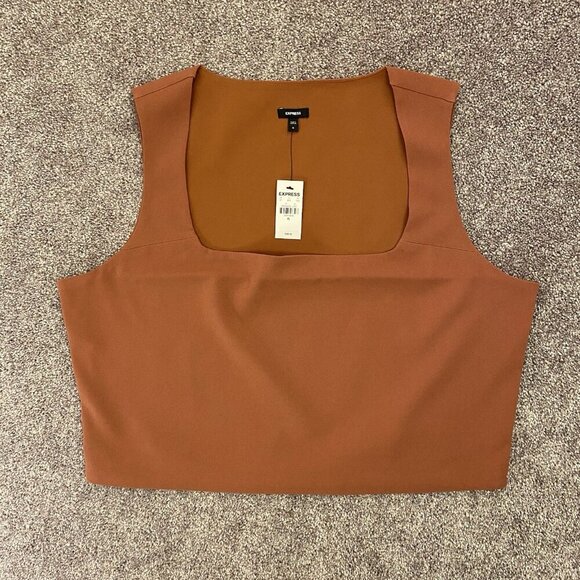 Express Women's Square Neck Cropped Tank Side Zipper Bullion Size XL - NWT $58 - Picture 7 of 16
